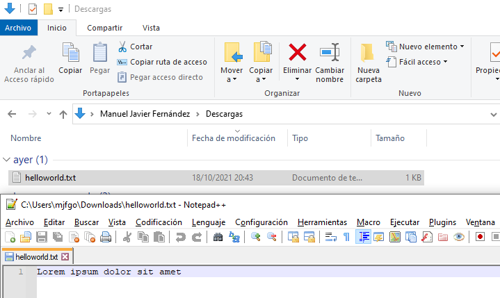 TXT file on my local computer that I uploaded to a Windows machine